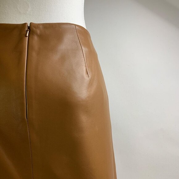 Talbots Tan Leather A-Line Skirt – Classic Petite Real-Leather Style - Picture 3 of 7